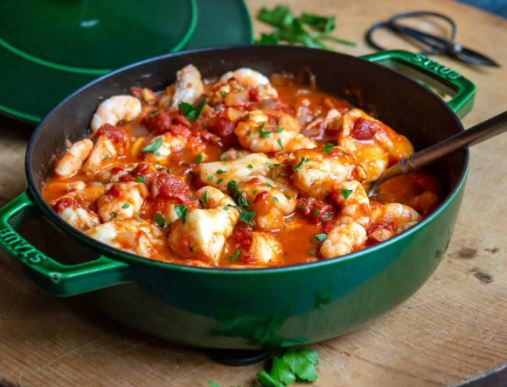 Monkfish And Prawns In Tomato Sauce