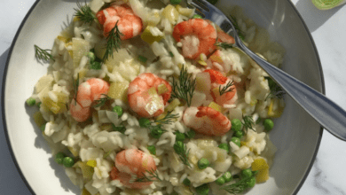 Savory Prawn and Leek Risotto