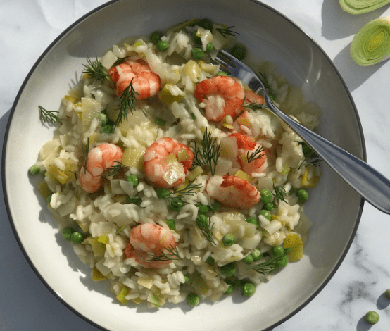 Savory Prawn and Leek Risotto