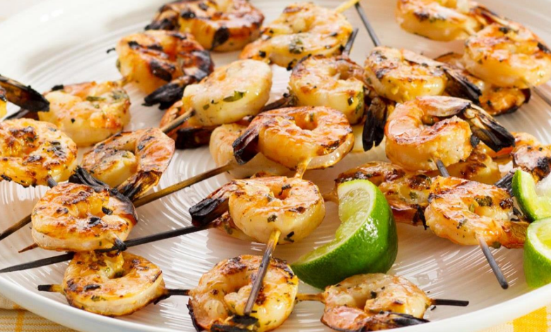 Spicy Prawn Skewers with Lime and Cilantro Recipe