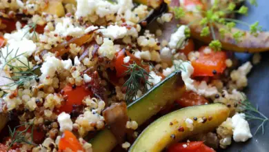 Healthy Quinoa Salad Recipe with Roasted Vegetables and Feta Cheese